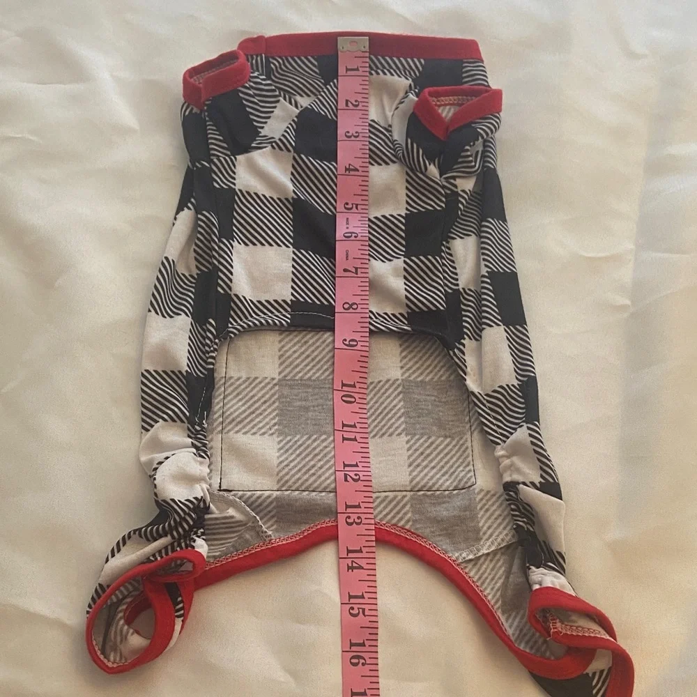 Plaid Dog Sweater with Santa Patch